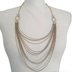 Golden Multi Strand Loop Necklace